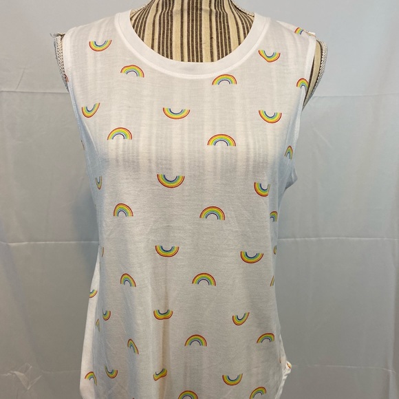 Rainbow sleeveless white large muscle tee - Picture 3 of 9